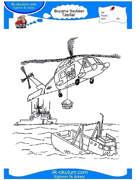 Çocuklar İçin Helikopter Boyama Sayfaları 